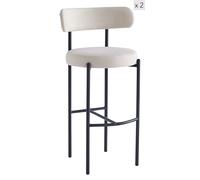 Nordlys Set of 2 Scandinavian Metal Fabric Bar Stools in Beige Nordlys Beige
