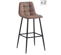 Nordlys Set of 2 Scandinavian Metal Fabric Bar Stools in Brown Nordlys Brown