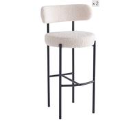 Nordlys Set of 2 Scandinavian Metal Fabric Bar Stools in White Nordlys White