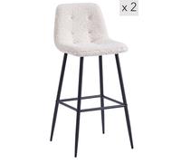 Nordlys Set of 2 Scandinavian Metal Fabric Bar Stools in White Nordlys White