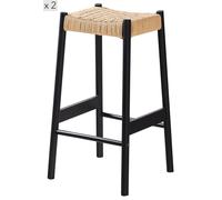 Nordlys Set of 2 Scandinavian Solid Wood Bar Stools in Black Nordlys Black