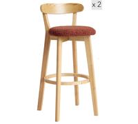 Nordlys Set of 2 Scandinavian Solid Wood Bar Stools in Red Nordlys Red