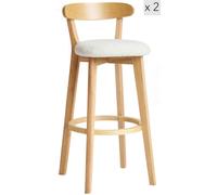 Nordlys Set of 2 Scandinavian Solid Wood Bar Stools in White Nordlys White