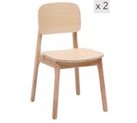 Nordlys Set of 2 Scandinavian Solid Wood Dining Room Chairs in Brown Nordlys Brown