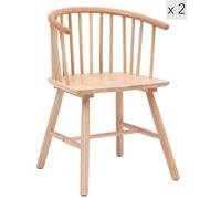 Nordlys Set of 2 Scandinavian Solid Wood Dining Room Chairs in Light Brown Nordlys Light Brown