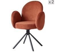 Nordlys Set Of 2 Scandinavian Swivel Dining Chairs Metal In Terracotta Corduroy Modern Design Style Dining Room