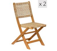 Nordlys Set of 2 Solid Acacia Wood & Rope Garden Chairs in Brown Nordlys Brown
