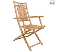 Nordlys Set Of 2 Solid Bamboo Wood Indoor Outdoor Chairs Exotic Boho Outdoor