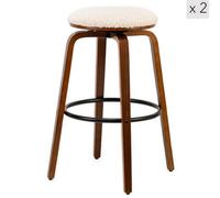 Nordlys Set Of 2 Solid Wood And White Bouclé Bar Stools Modern Design Style Dining Room