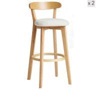 Nordlys Set Of 2 Solid Wood And White Bouclé Bar Stools Modern Design Style Dining Room