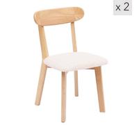 Nordlys Set Of 2 Solid Wood And White Bouclé Dining Chairs Exotic Boho Dining Room