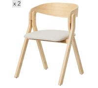 Nordlys Set of 2 Solid Wood & Fabric Dining Chairs in Brown Nordlys Brown