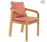 Nordlys Set Of 2 Solid Wood Indoor Outdoor Chairs In Pink Fabric Exotic Boho Garden