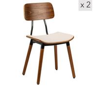 Nordlys Set Of 2 Wood And Beige Velvet Dining Chairs Modern Design Style Dining Room