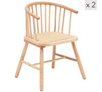Nordlys Set Of 2 Wood And Natural Rattan Dining Chairs Exotic Boho Dining Room