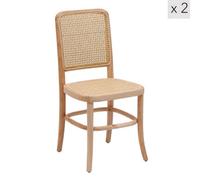 Nordlys Set Of 2 Wood And Rattan Dining Chairs Exotic Boho Dining Room