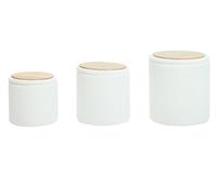 Nordlys Set of 3 Poufs with Wooden Storage & Boucle Fabric in White Nordlys White