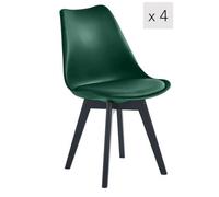 Nordlys Set Of 4 Green Wood And Polypropylene Dining Chairs Modern Design Style Dining Room