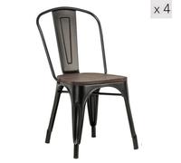 Nordlys Set Of 4 Metal And Black Wood Dining Chairs Modern Design Style Dining Room