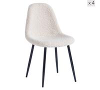 Nordlys Set Of 4 Metal And White Bouclé Dining Chairs Modern Design Style Dining Room