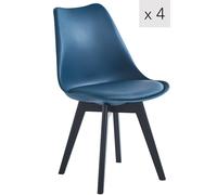 Nordlys Set of 4 Scandinavian dining chairs with white wooden legs in Blue Nordlys Blue