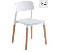 Nordlys Set of 4 Scandinavian Dining Chairs with Wooden Legs in White Nordlys White