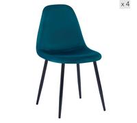Nordlys Set of 4 Scandinavian Metal Dining Chairs in Blue Nordlys Blue