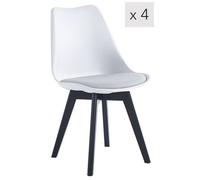 Nordlys Set Of 4 White Wood And Polypropylene Dining Chairs Modern Design Style Dining Room