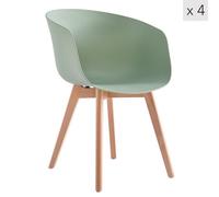 Nordlys Set Of 4 Wood And Mint Green Polypropylene Dining Chairs Modern Design Style Dining Room