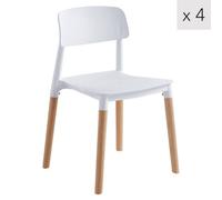 Nordlys Set Of 4 Wood And White Polypropylene Dining Chairs Modern Design Style Dining Room