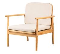 Nordlys Solid Wood And Beige Fabric Lounge Chair Countryside Style Living Room