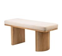 Nordlys Solid Wood And Beige Velvet Bench Exotic Boho Entryway