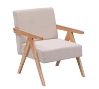 Nordlys Solid Wood And Beige Velvet Lounge Chair Countryside Style Living Room