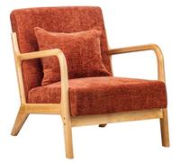 Nordlys Solid Wood And Terracotta Fabric Lounge Chair Countryside Style Living Room
