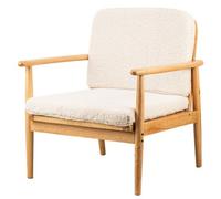 Nordlys Solid Wood And White Bouclé Lounge Chair Countryside Style Living Room