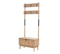 Nordlys Solid Wood Hall Tree With Storage Industrial Style Entryway