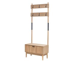Nordlys Solid Wood Hall Tree With Storage Industrial Style Entryway