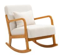 Nordlys Solid Wood Rocking Chair With White Bouclé Countryside Style Living Room