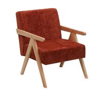 Nordlys Solid Wood Terracotta Bouclé Lounge Chair Countryside Style Living Room