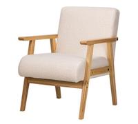 Nordlys Solid Wood White Bouclé Lounge Chair Countryside Style Living Room