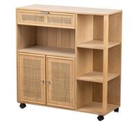 Nordlys Utility Table In Solid Wood Rattan With Storage Exotic Boho Dining Room