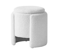 Nordlys White Bouclé Pouf Vintage Style Living Room