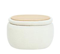 Nordlys White Bouclé Pouf With Storage Vintage Style Living Room