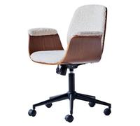 Nordlys Wood And White Bouclé Adjustable Office Chair Modern Design Style Bedroom