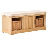 Nordlys Wooden Entryway Bench with 1 Door & 2 Storage Compartments with Baskets in Brown Nordlys Brown