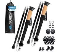 NORDMUT® Foldable Hiking Poles made of Ultralight Aluminum or Carbon - from 1.50 m or 1.65 m - Stable Foldable Hiking Poles with Ergonomic Handles - Compact Pack Size