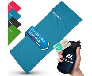 NORDMUT® Sleeping Bag Microfibre Ultralight Summer Sleeping Bag Small Pack Size & Breathable Sleeping Bag Thin and Particularly Soft Includes Pillow Compartment [220 x 90 cm]