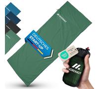NORDMUT® Sleeping Bag Ultralight Microfibre or Cotton Travel Sleeping Bag Breathable Small Pack Size and Extra Soft Includes Pillow Compartment (Green/Cotton)