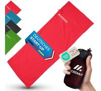 NORDMUT® Sleeping Bag Ultralight Microfibre or Cotton Travel Sleeping Bag Breathable Small Pack Size and Extra Soft Includes Pillow Compartment (Red/Polyester)