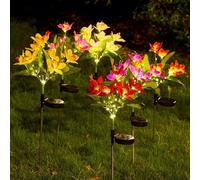 Nordreach 2 Pack Solar Garden Lights, Solar Stake Lights with 7 Orchids, Waterproof Garden Ornaments Outdoor for Lawn Pathway Patio Yard Flowerbed Backyard Grden Decorations (Red)